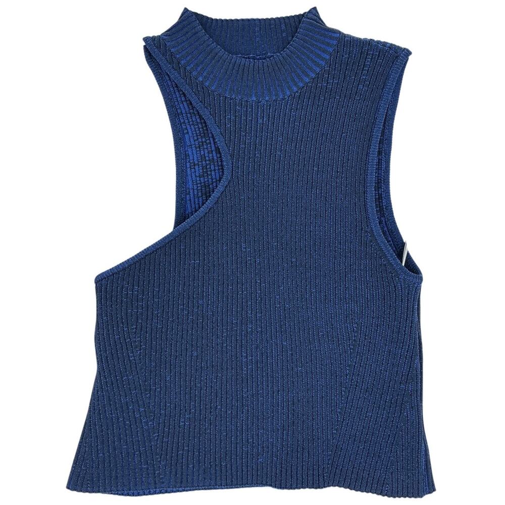 Le Ore Ribbed Blue Rimini Tank Top Size M - Picture 2 of 4